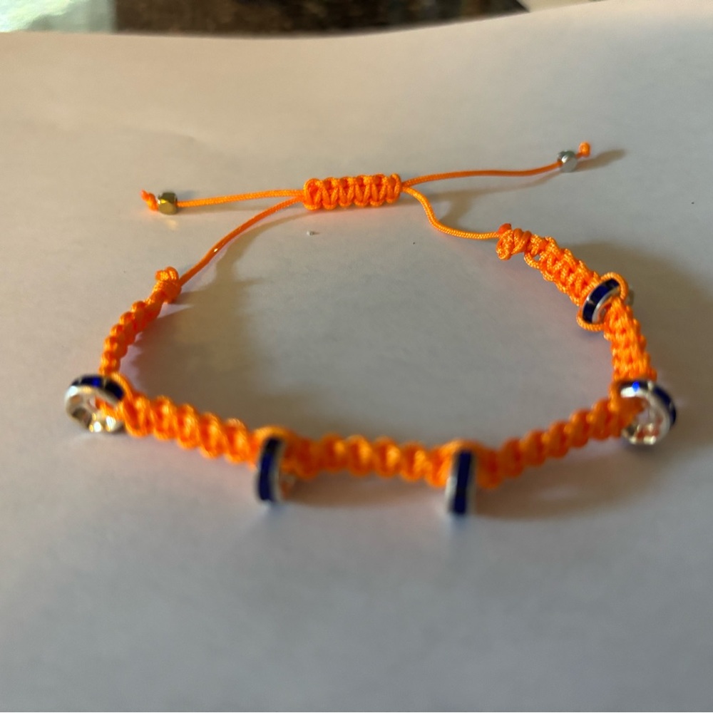 Hand Crafted Orange and Blue Jewelry Bracelet